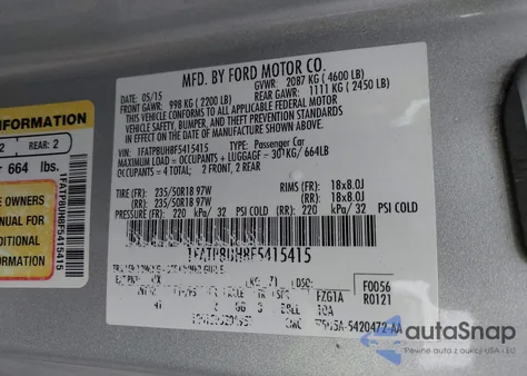 2015 Ford Mustang Ecoboost Premium из США, поврежденный, VIN 1FATP8UH8F5415415